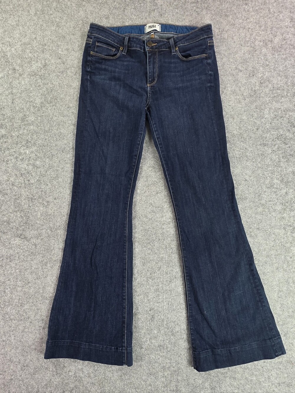 PAIGE Fiona Dark Indigo Flare Jeans Sz 31 Y2K